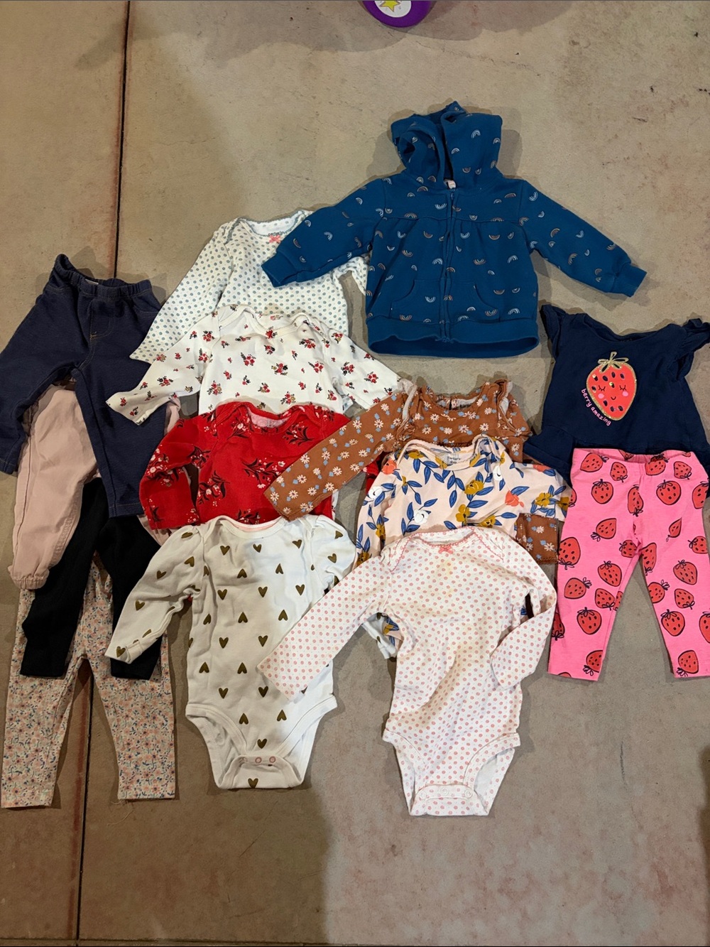 Mixed Baby Girls Clothing Bundle with Blue Hooded Jacket 9M